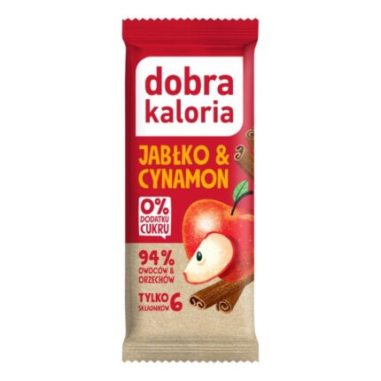 BATON DAKTYLOWY JABŁKO & CYNAMON BEZ DODATKU CUKRÓW 35 g -  DOBRA KALORIA
