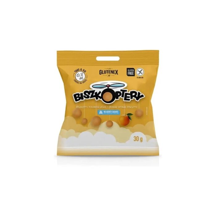 Biszkopty Biszkoptery pomarańczowe bezglutenowe bez cukru 30g GLUTENEX - obrazek 2