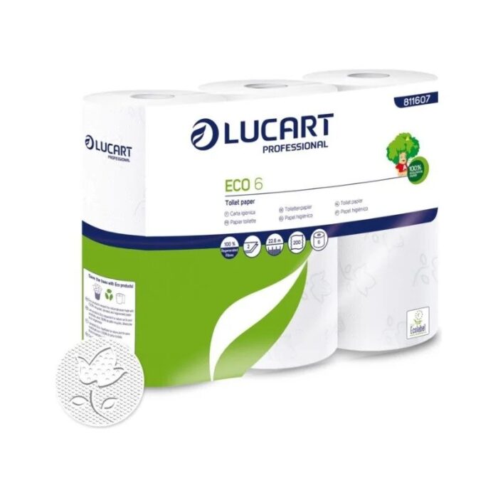 Papier toaletowy biały 100% z recyklingu 6 rolek LUCART - obrazek 1