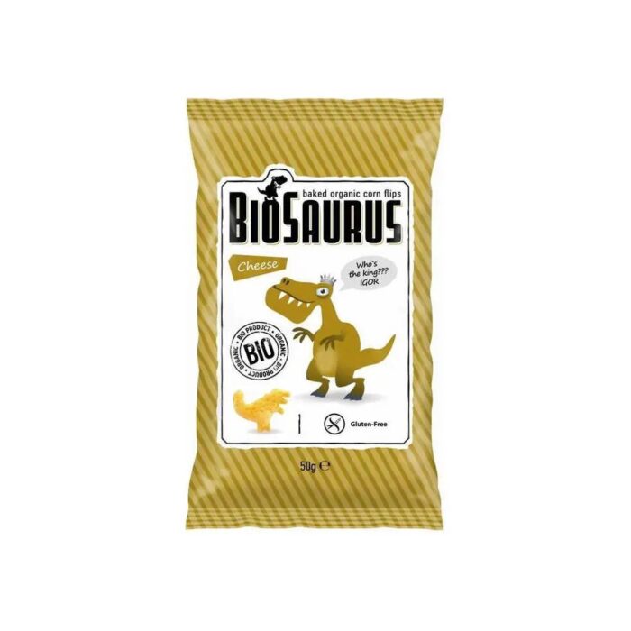Chrupki kukurydziane bezglutenowe serowe 50g BIOSAURUS BIO - obrazek 2