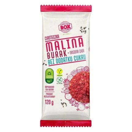Ciasteczka malina burak & nasiona chia bez cukru 120g BOX VITAL