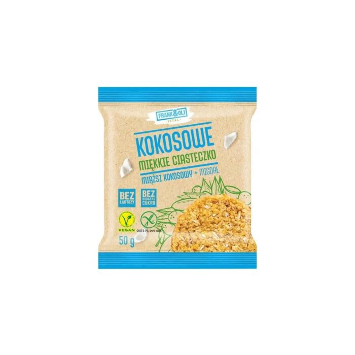 Miękkie ciasteczko kokosowe z migdałami bez cukru 50g FRANK&OLI - obrazek 2