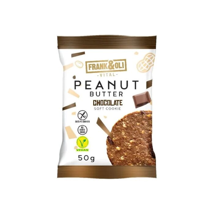 Miękkie ciasteczko masło orzechowe & czekolada bez cukru 50g FRANK&OLI - obrazek 2