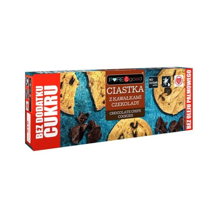 Ciastka z kawałkami czekolady bez cukru 135g PURE&GOOD - obrazek 2