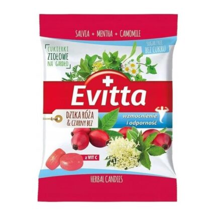 Cukierki ziołowe Dzika róża & Czarny bez bez cukru 60g EVITTA