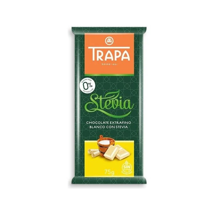 czekolada-biala-slodzona-stewia-75gtrapa-2.jpg Czekolada biała Stevia bez cukru 75g TRAPA - obrazek 1