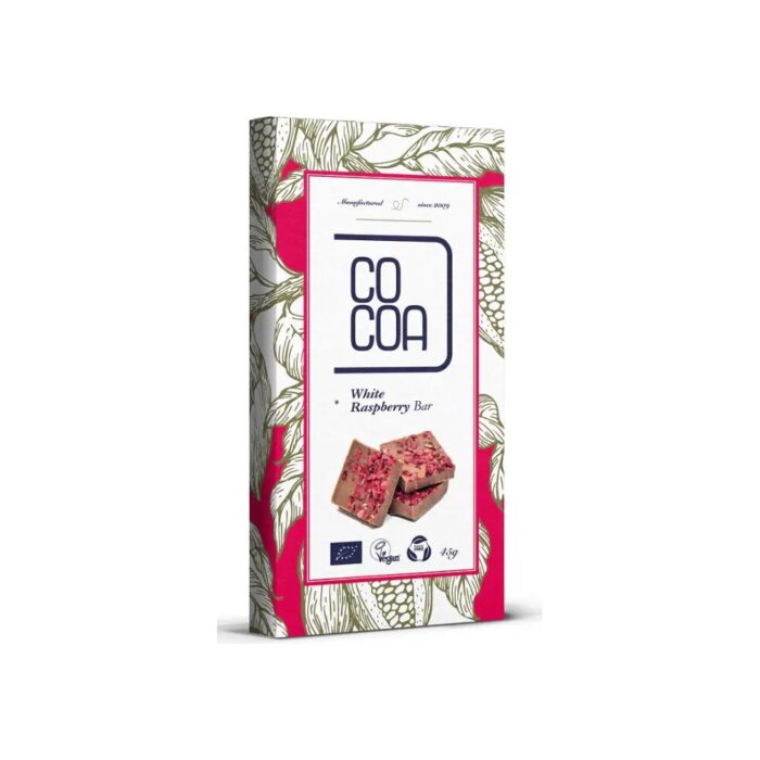 Tabliczka czekolada biała malinowa 45g COCOA BIO - obrazek 2
