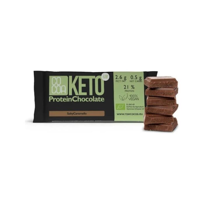 CZEKOLADA PROTEINOWA O SMAKU SŁONEGO KARMELU KETO BIO 40 g - COCOA - obrazek 2