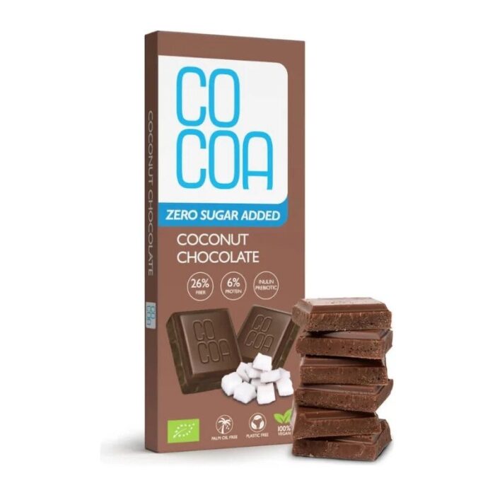 CZEKOLADA KOKOSOWA BEZ DODATKU CUKRÓW BIO 40 g - COCOA - obrazek 1
