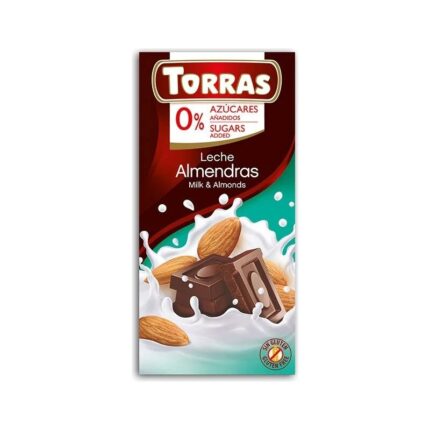 Czekolada mleczna z migdałami bez cukru 75g TORRAS