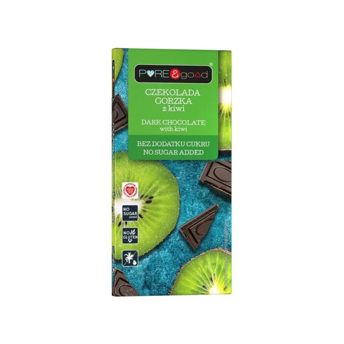 Czekolada gorzka z kiwi bez cukru 75g PURE&GOOD - obrazek 2