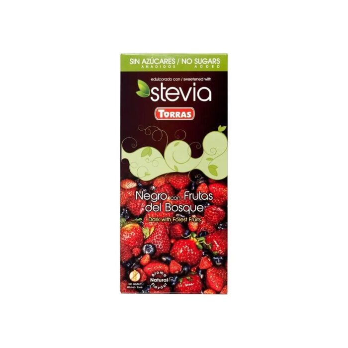 Czekolada gorzka z owocami leśnymi Stevia bez cukru 125g TORRAS - obrazek 2