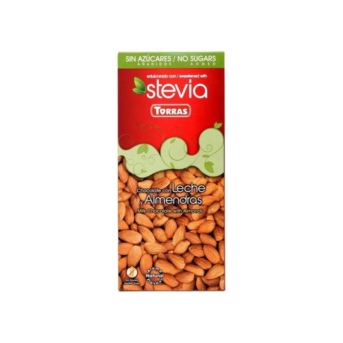 Czekolada mleczna z migdałami Stevia bez cukru 125g TORRAS - obrazek 2