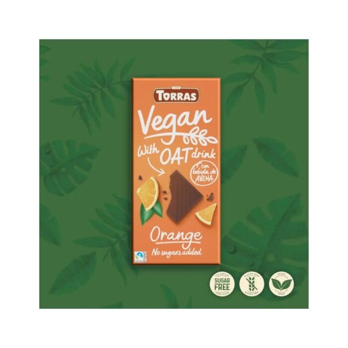 Czekolada Vegan z napojem owsianym i pomarańczą bez cukru 100g TORRAS - obrazek 2