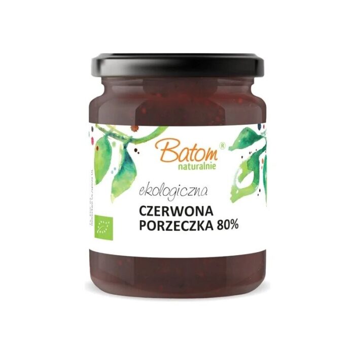 dzemik-z-czerwonej-porzeczki-80-bez-dodatku-cukru-260gbatombio-2.jpg Dżem z czerwonej porzeczki 80% słodzony sokiem jabłkowym 260g BATOM BIO - obrazek 1