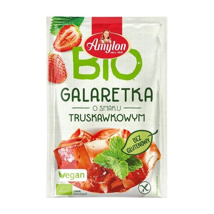 galaretka-w-proszku-truskawkowa-40gamylonbio-2.jpg GALARETKA Z AGAREM O SMAKU TRUSKAWKOWYM BEZGLUTENOWA BIO 40 g - AMYLON - obrazek 1