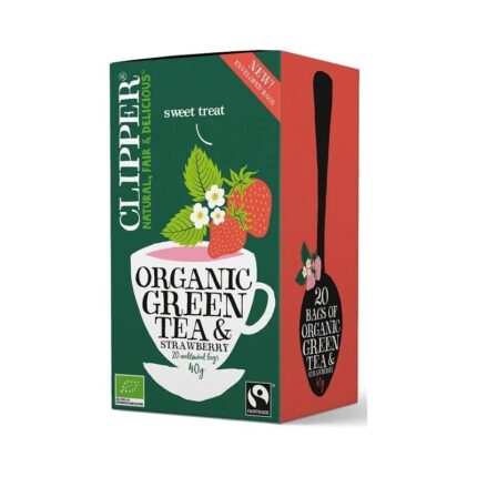 HERBATA ZIELONA Z TRUSKAWKĄ FAIR TRADE BIO (20 x 2 g) 40 g - CLIPPER