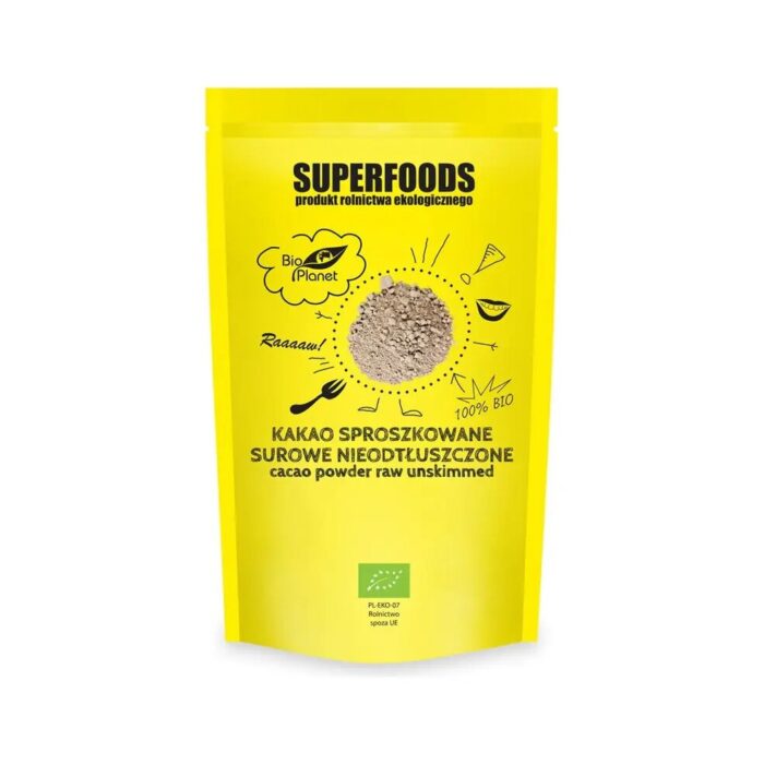 KAKAO SUROWE SPROSZKOWANE BIO 150 g - BIO PLANET SUPERFOODS - obrazek 2