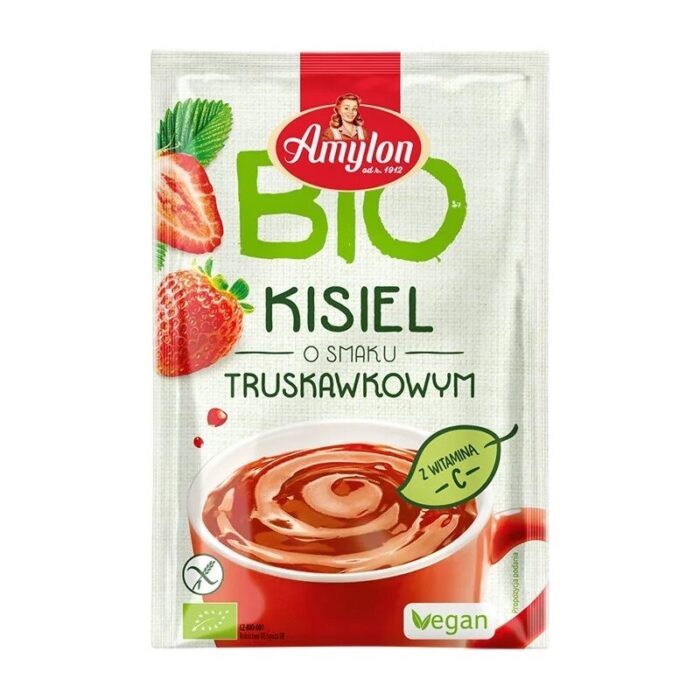 KISIEL INSTANT O SMAKU TRUSKAWKOWYM BEZGLUTENOWY BIO 30 g - AMYLON - obrazek 1