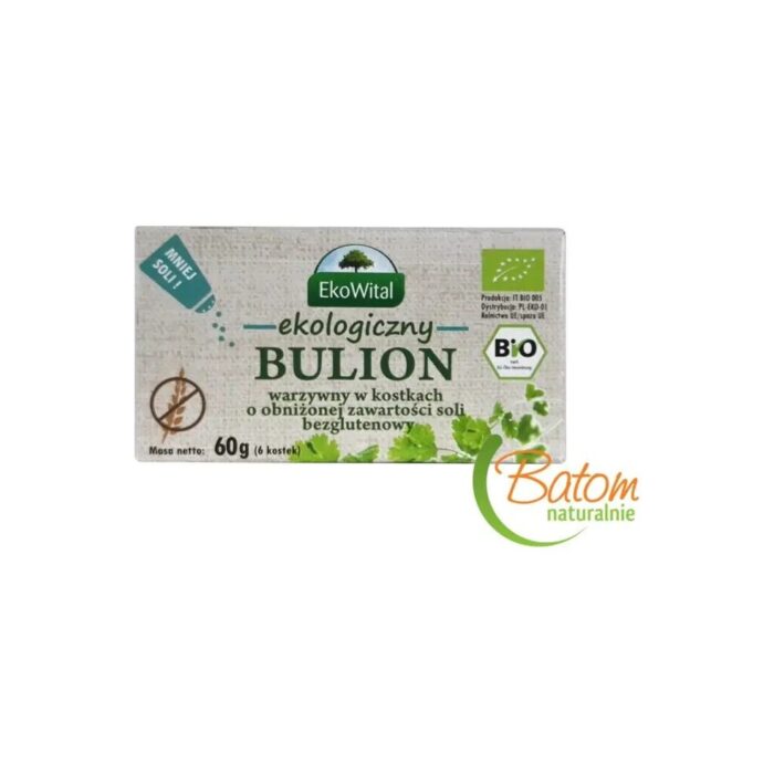 Kostki rosołowe / Bulion warzywny o obniżonej zawartości soli bezglutenowy 6 sztuk EKOWITAL BIO - obrazek 2