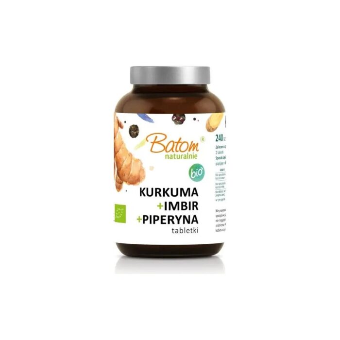 KURKUMA + IMBIR + PIPERYNA BIO 240 TABLETEK - BATOM - obrazek 2