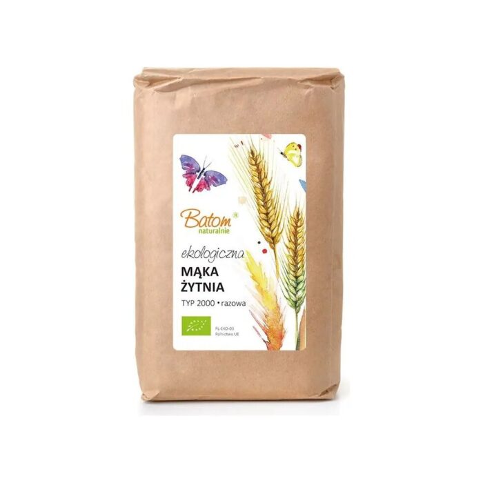 Mąka żytnia TYP 2000 grubomielona razowa 1kg BATOM BIO - obrazek 2