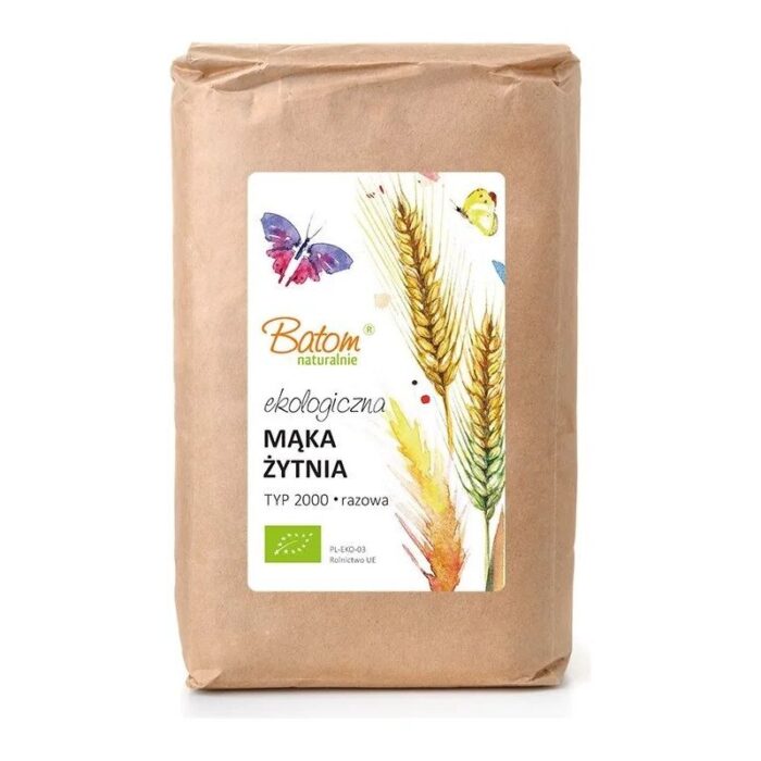 Mąka żytnia TYP 2000 grubomielona razowa 1kg BATOM BIO - obrazek 1