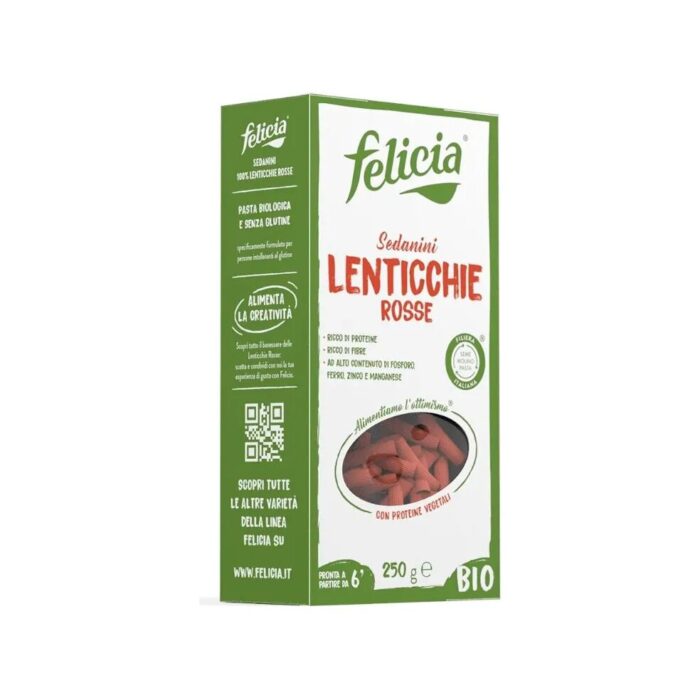 Makaron z czerwonej soczewicy sedanini rurka wąska bezglutenowy 250g FELICIA BIO - obrazek 2