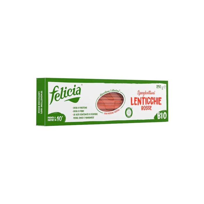 Makaron z czerwonej soczewicy spaghetti bezglutenowy 250g FELICIA BIO - obrazek 2