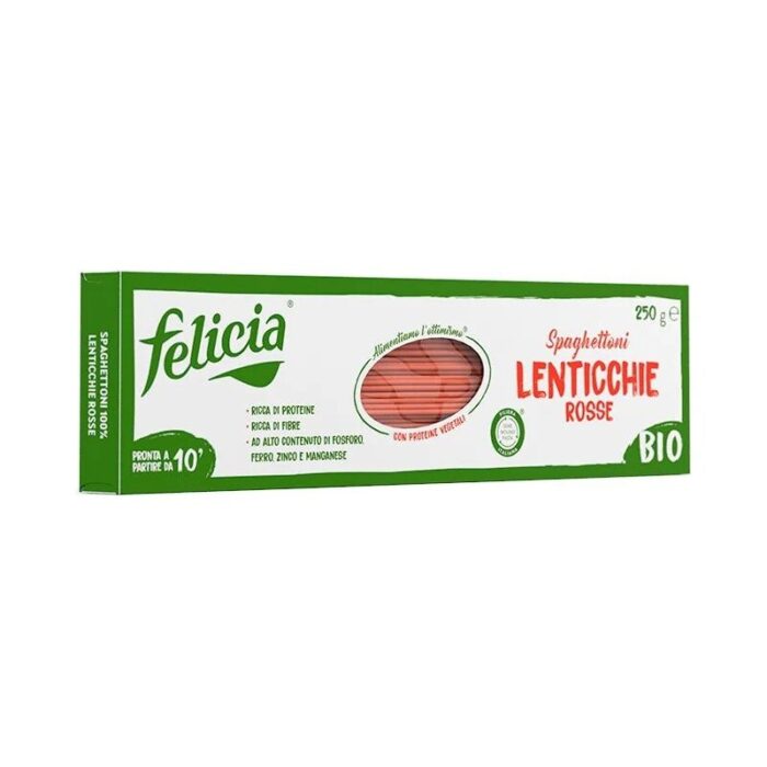 Makaron z czerwonej soczewicy spaghetti bezglutenowy 250g FELICIA BIO - obrazek 1