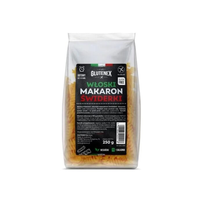 Makaron kukurydziany świderki 250g GLUTENEX - obrazek 2
