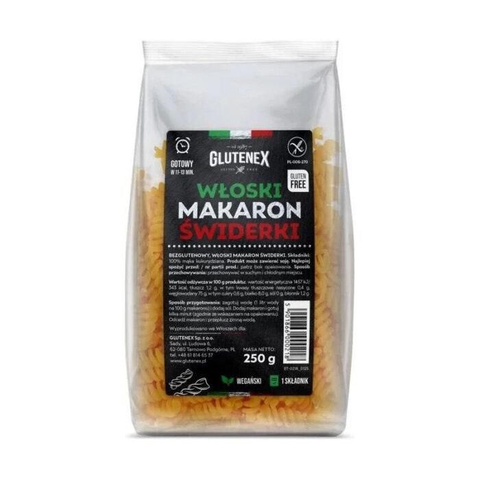 makaron-glutenex-swiderki-bezglutenowy-250g-2.jpg Makaron kukurydziany świderki 250g GLUTENEX - obrazek 1