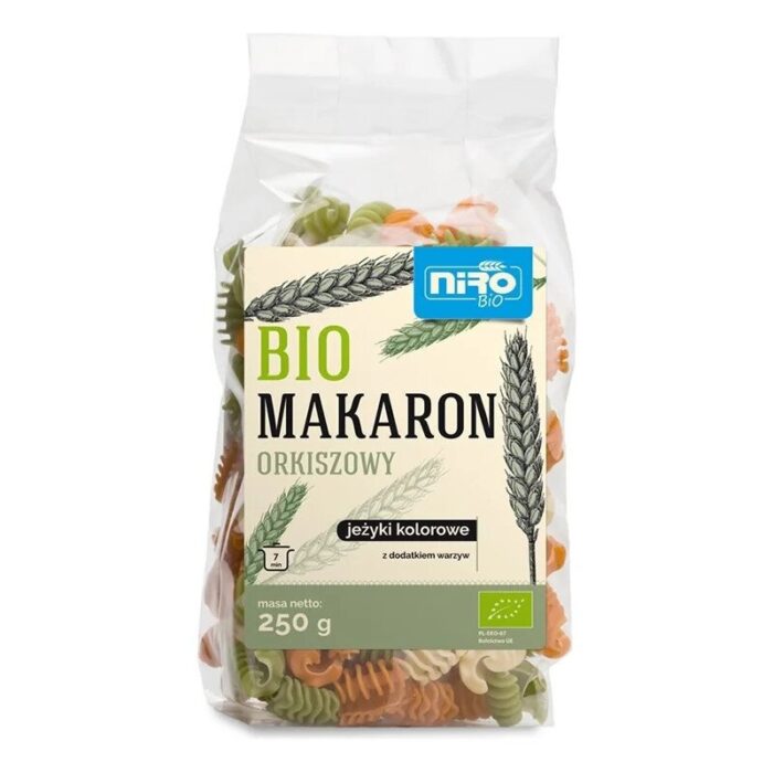 makaron-orkiszowy-jezyki-kolorowe-250gnirobio-2.jpg Makaron orkiszowy jeżyki kolorowe 250g NIRO BIO - obrazek 1