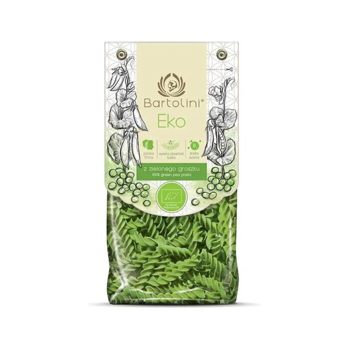 Makaron z zielonego groszku świderki 250g BARTOLINI BIO - obrazek 2