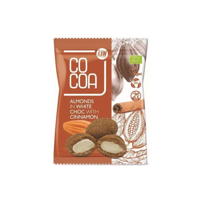 Migdały w białej polewie z cynamonem 70g COCOA BIO - obrazek 2