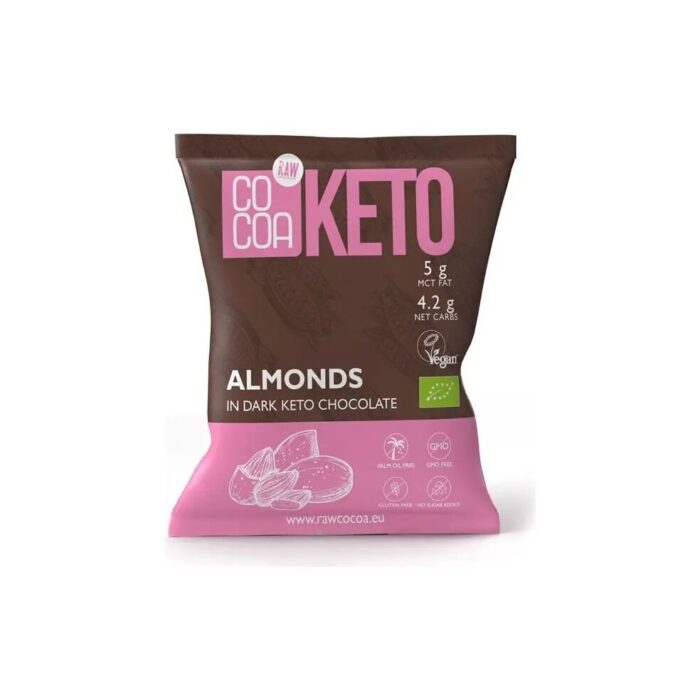 MIGDAŁY W CZEKOLADZIE KETO Z OLEJEM MCT BEZ DODATKU CUKRÓW BEZGLUTENOWE BIO 70 g - COCOA - obrazek 2