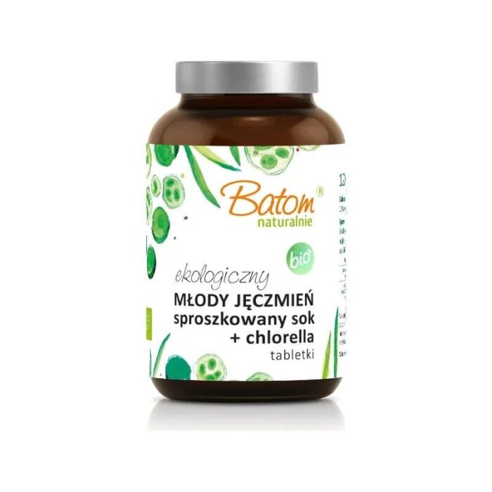 SOK Z MŁODEGO JĘCZMIENIA SPROSZKOWANY + CHLORELLA BIO 240 TABLETEK - BATOM - obrazek 1