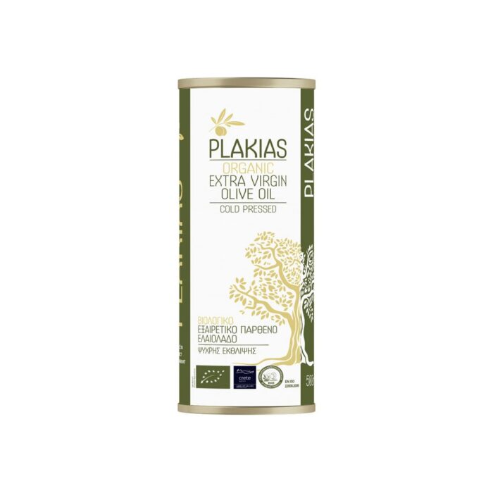 Oliwa z oliwek extra virgin Grecja Kreta puszka 500ml PLAKIAS BIO - obrazek 2
