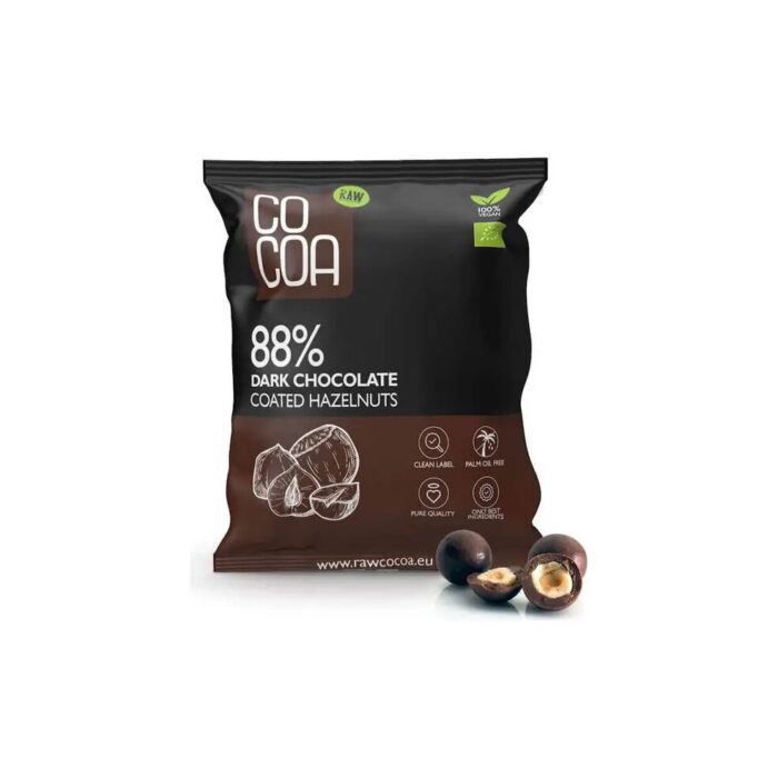 ORZECHY LASKOWE W CZEKOLADZIE CIEMNEJ 88 % BIO 70 g - COCOA - obrazek 2