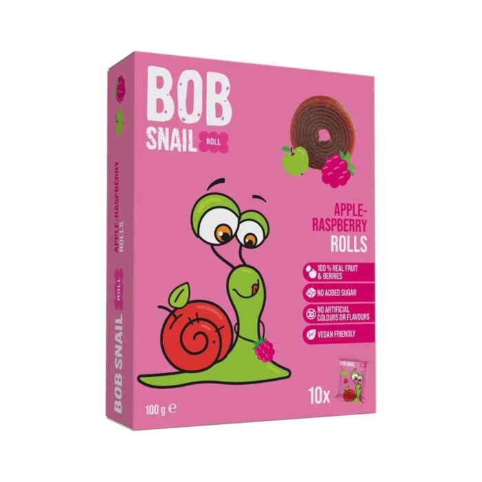 PRZEKĄSKI ROLL JABŁKO - MALINA BEZ DODATKU CUKRÓW BEZGLUTENOWE 100 g - BOB SNAIL - obrazek 2
