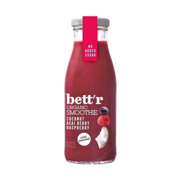 Smoothie Malina Acai Kokos bez cukru 250ml BETTR BIO - obrazek 1